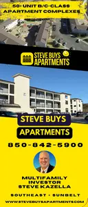 Steve B buys Apartment Complexes Multifamily Investors 850-842-5900 Vertical Banner Yellow Black