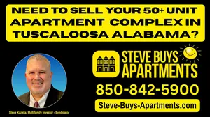 We buy apartment complexes in Tuscaloosa Alabama. Call multifamily investor Steve Kazella 850-842-5900