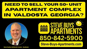 Call Valdosta multifamily investor Steve Kazella at 850-842-5900 if you need to sell your Valdosta Georgia Apartment Complex. We buy apartment complexes in Valdosta GA and surrounding areas.