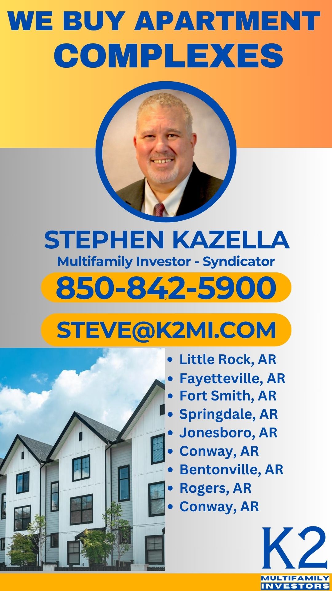 We Buy Apartment Complexes in Arkansas - Multifamily Investors 850-842-5900