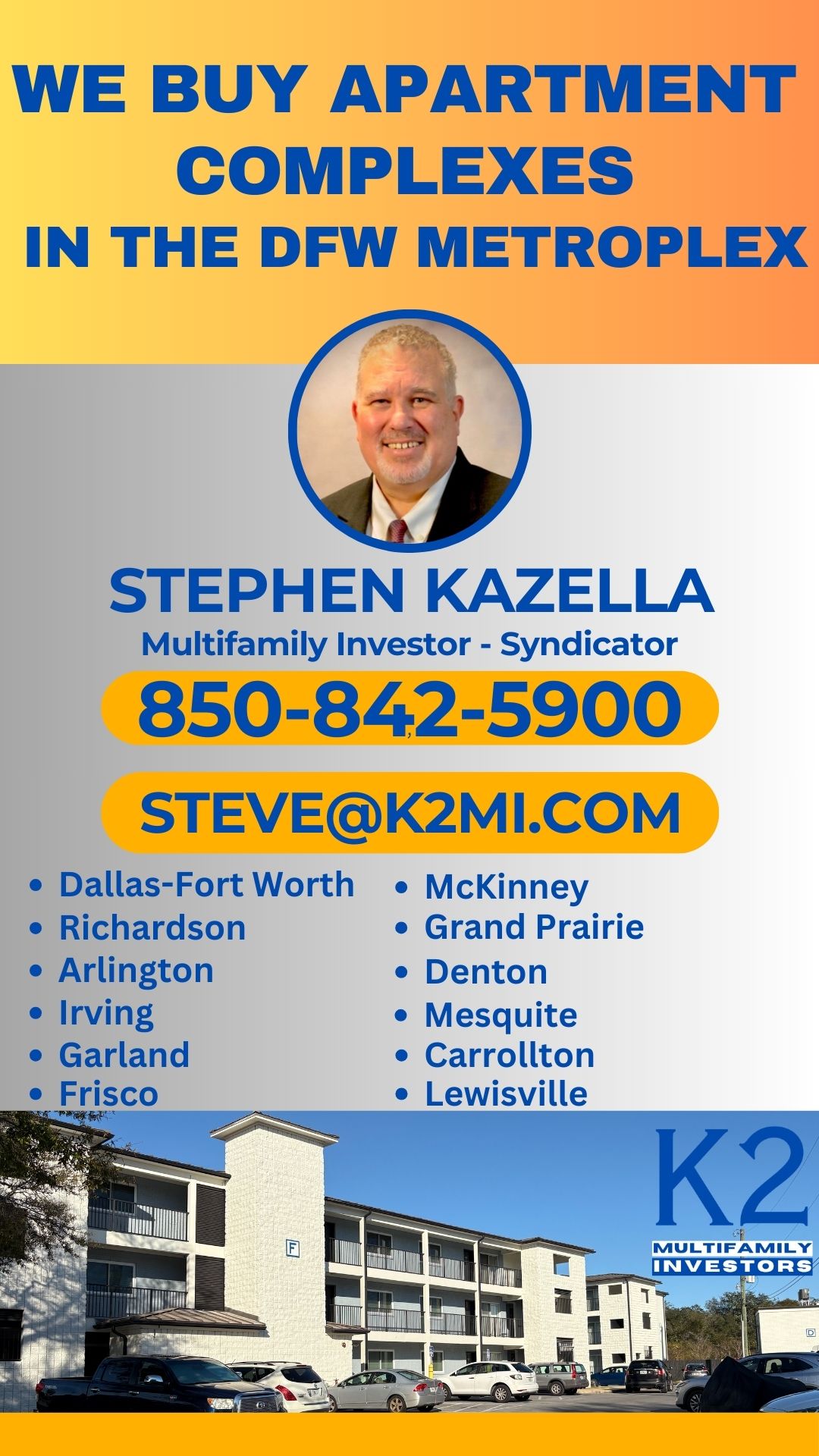 Dallas Multifamily Investor - We Buy Apartment Complexes in DFW Metroplex 850-842-5900
